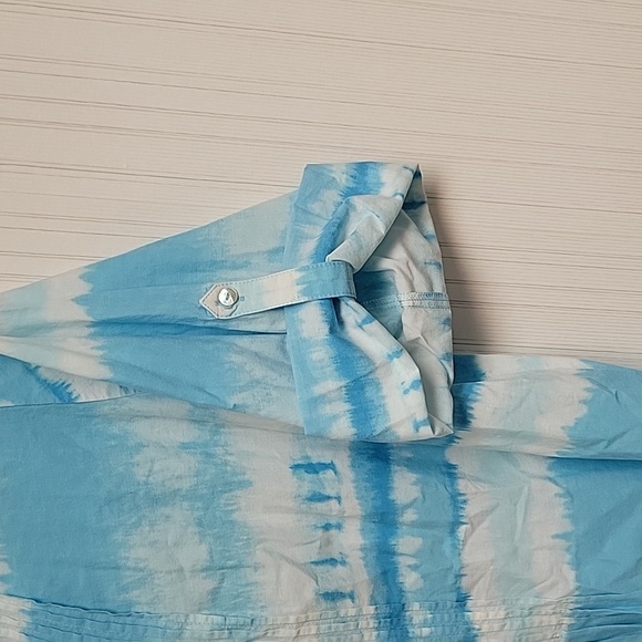 J Jill 100% cotton blue/white tye dye pintuck 3/4 convertible sleeve top. XL - Picture 4 of 5